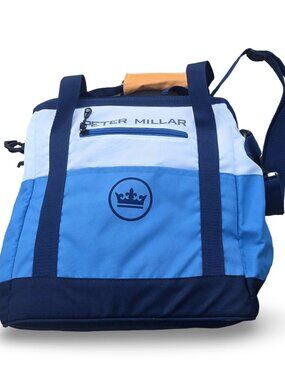 Peter Millar Insulated Cooler Tote Bag Blue White Crown Logo Shoulder Strap Golf